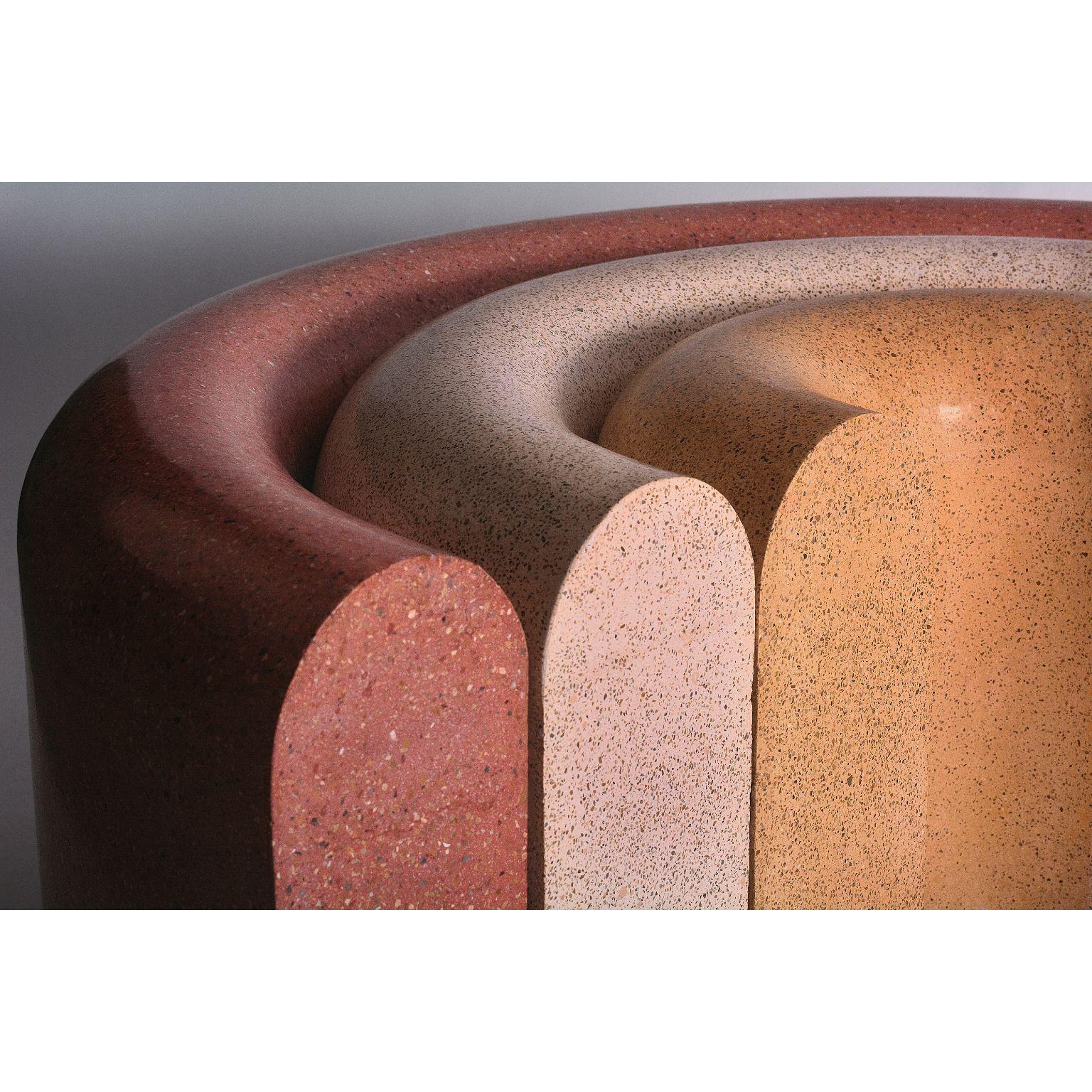 Concrete Set of 2 Terrazzo Rainbow Bench and Stool by Lilia Cruz Corona Garduño