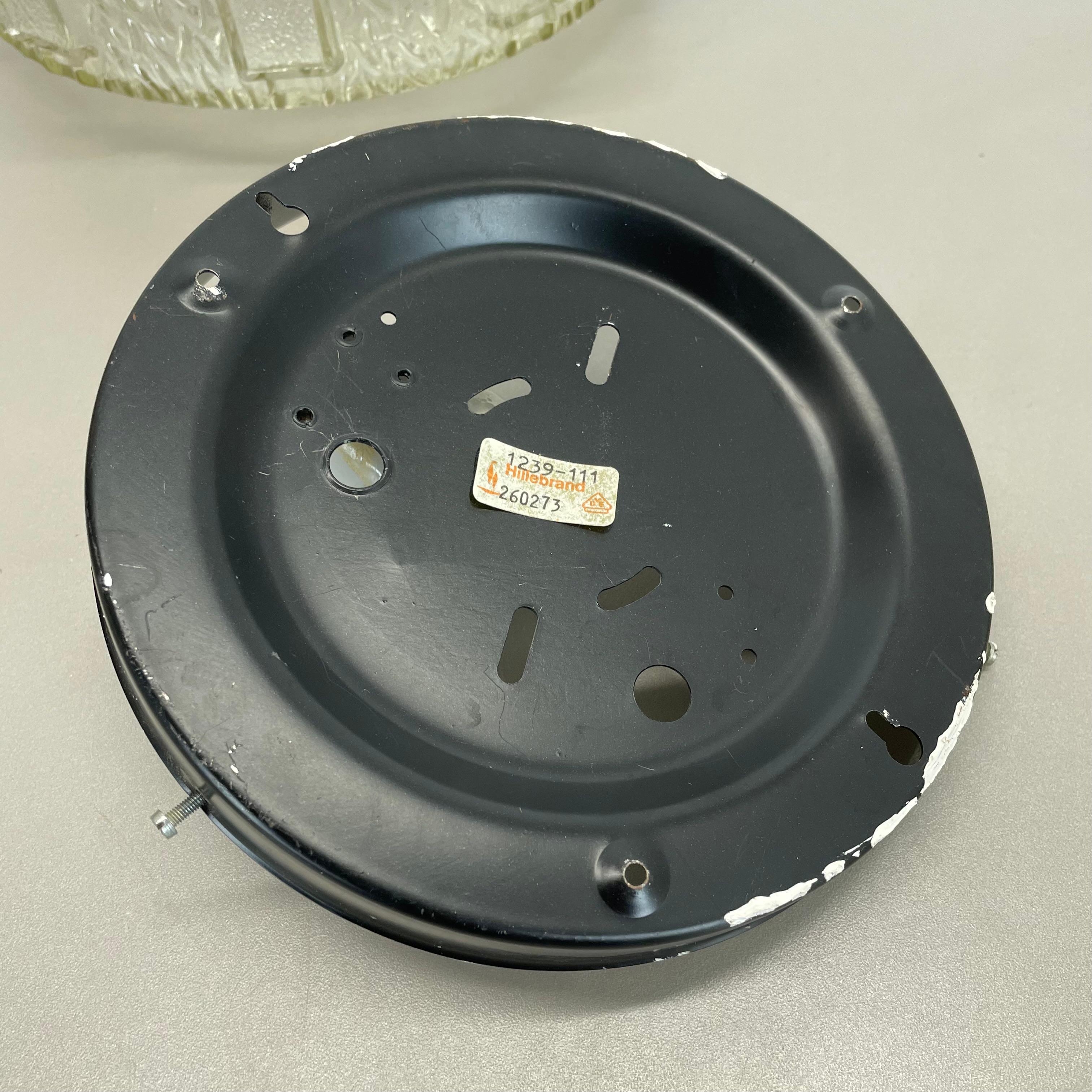 set di 2 plafoniere da parete in vetro testurizzato da 25 cm di Hillebrand Leuchten, anni '70 in vendita 12