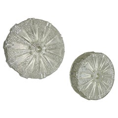 set of 2 textured 25cm glass Wall ceiling Lights by Hillebrand Leuchten, 1970s