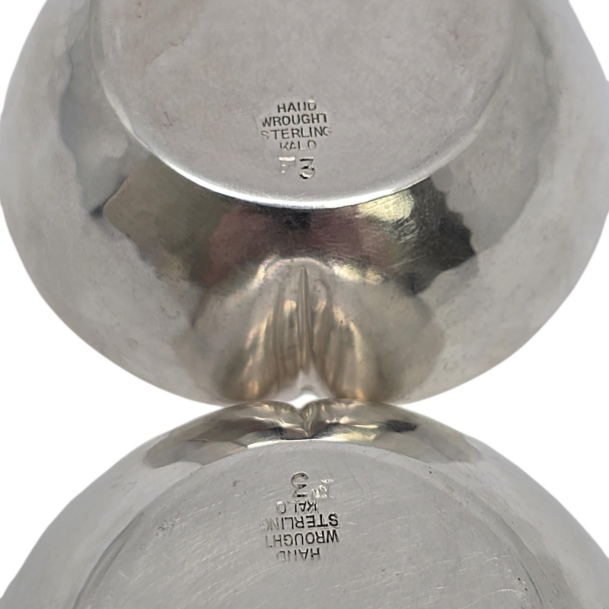 Set of 2 The Kalo Shop Hammered Sterling Silver Salt Cellars and Spoons #19860 4
