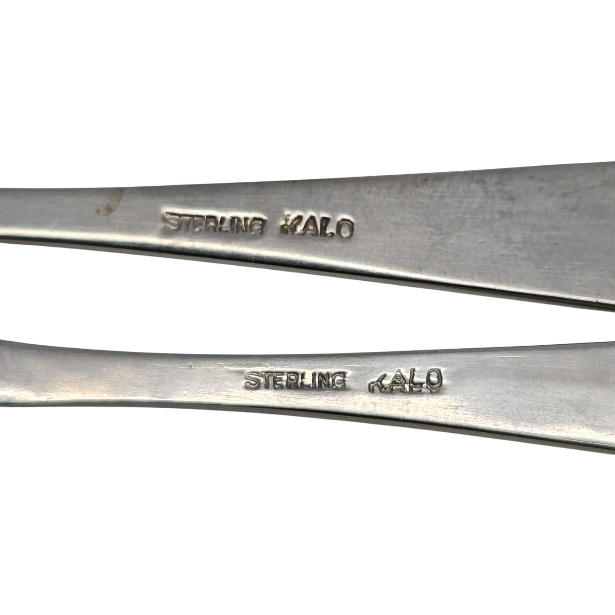 Set of 2 The Kalo Shop Hammered Sterling Silver Salt Cellars and Spoons #19860 5