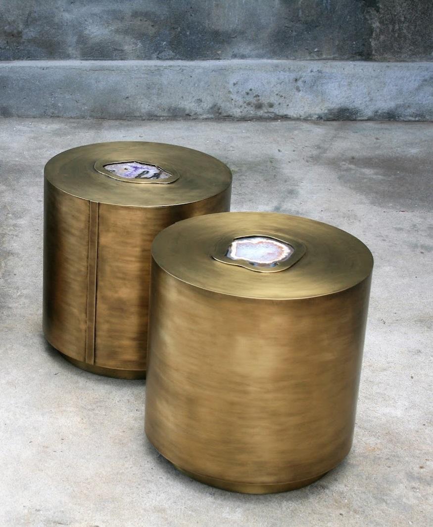 Belgian Set Of 2 The Tubes Brass Coffee Tables by Brutalist Be For Sale