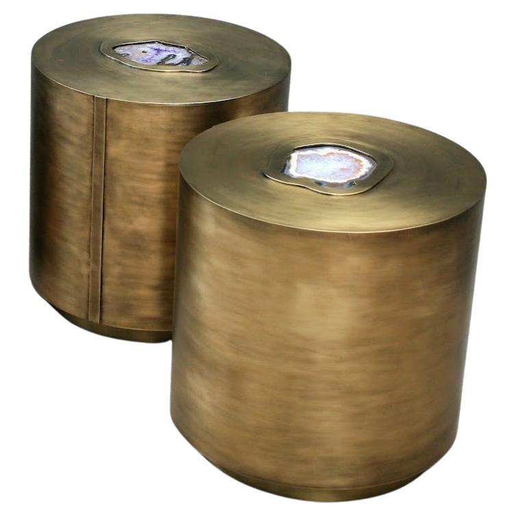 Set Of 2 The Tubes Brass Coffee Tables by Brutalist Be For Sale