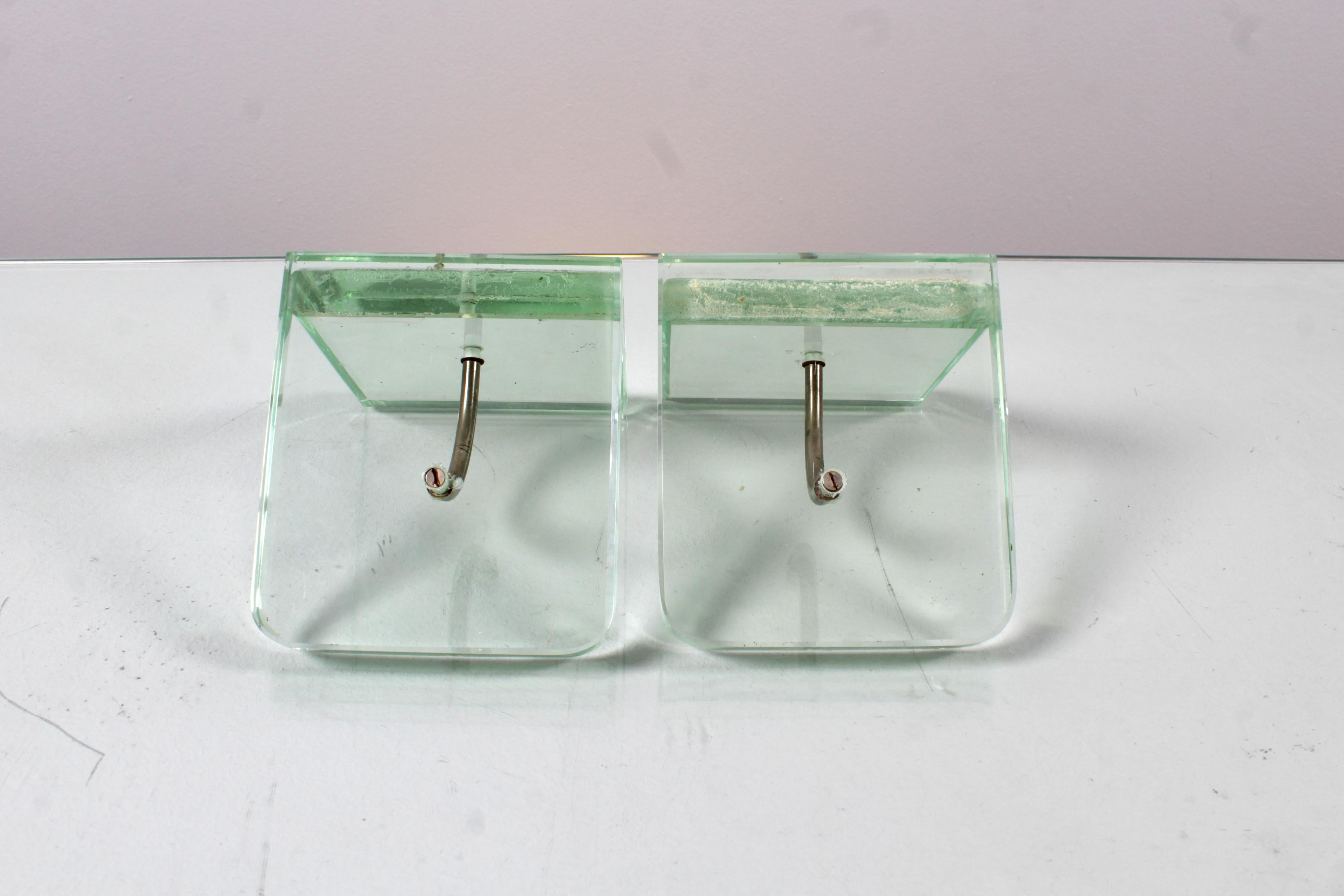 Ensemble de 2 serre-livres en verre épais dans le style de P. Chiesa pour Fontana A. 50s Italie en vente 4
