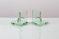 Set of 2 Thick Glass Bookends in the Style of P. Chiesa for Fontana A. 50s Italy
