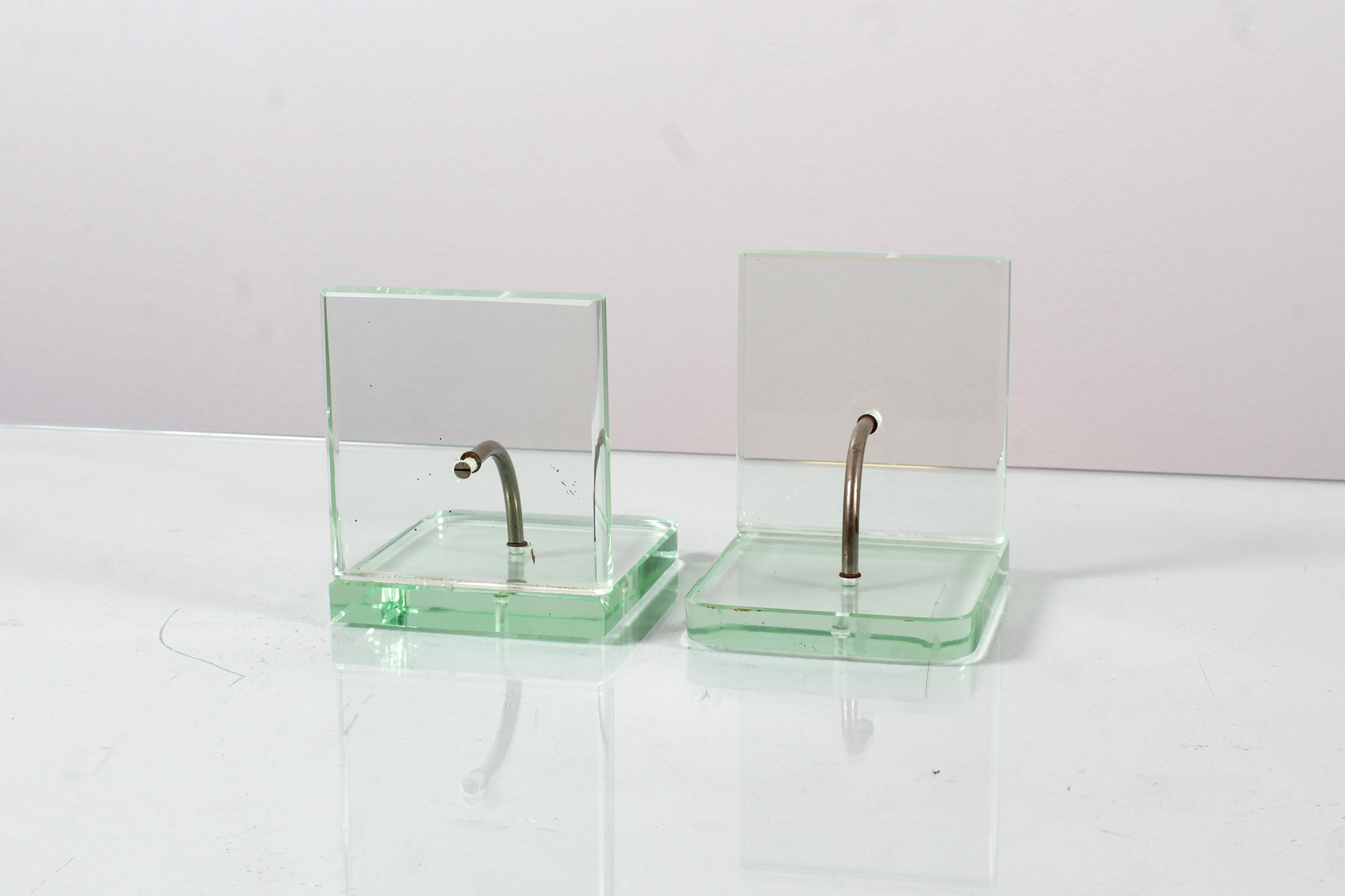 Ensemble de 2 serre-livres en verre épais dans le style de P. Chiesa pour Fontana A. 50s Italie Bon état - En vente à Palermo, IT