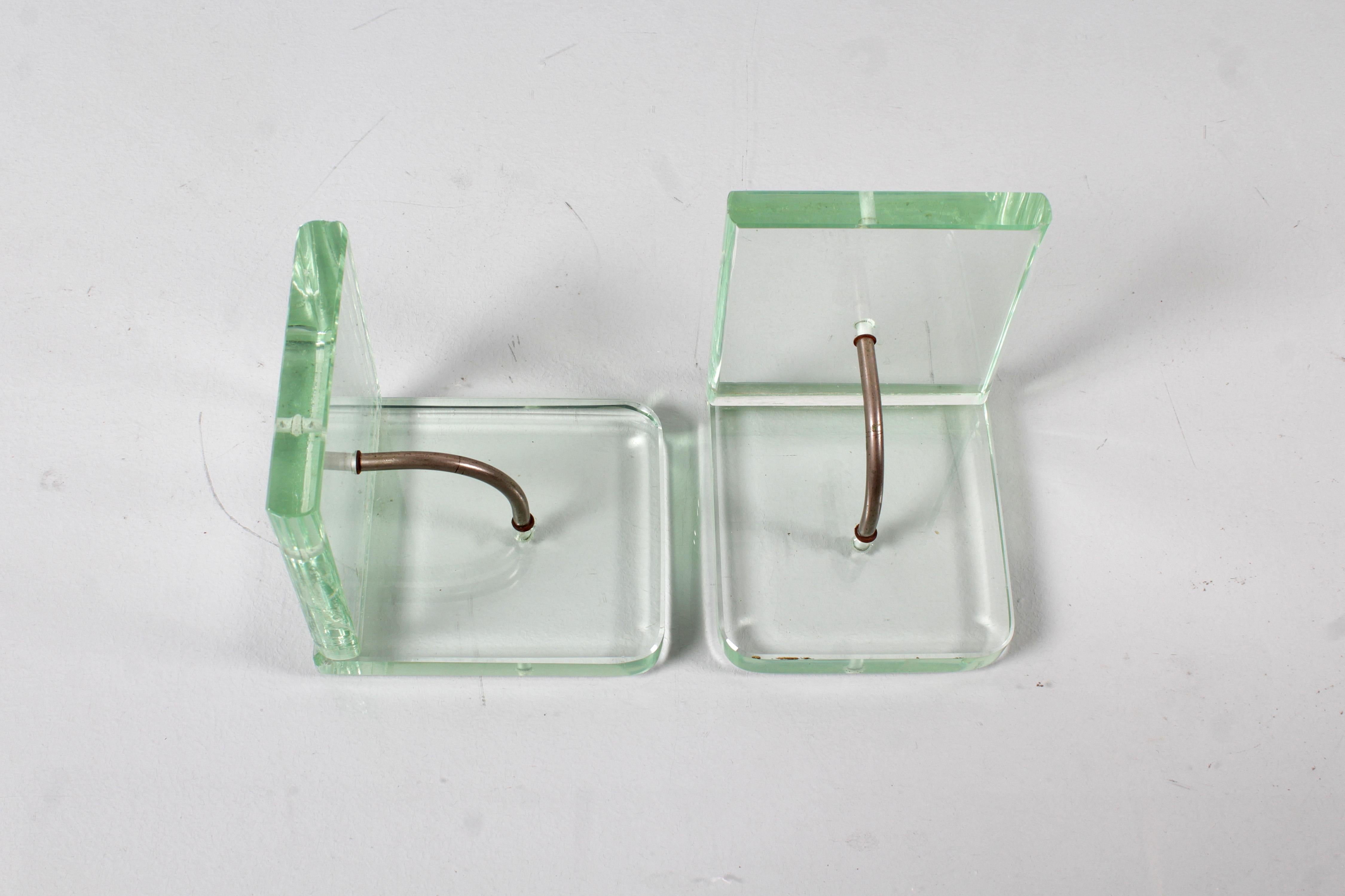 Ensemble de 2 serre-livres en verre épais dans le style de P. Chiesa pour Fontana A. 50s Italie en vente 1