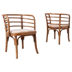 Juego de 2 Sillones Thonet, Modelo B246, Años 30, Restaurados y Retapizados
