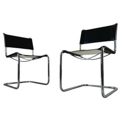 Set di 2 sedie Thonet S33 Mid Century in pelle Mart Stam 1970s