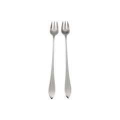 Set of 2 Tiffany & Co Faneuil Sterling Silver Cocktail Forks with Pouches #24539