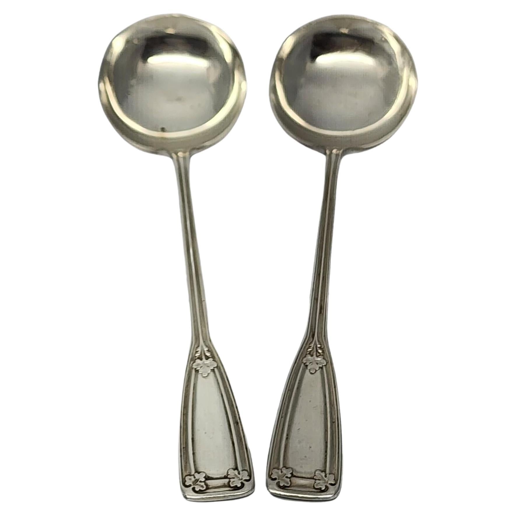 Set of 2 Tiffany & Co St Dunstan Sterling Silver Bouillon Spoons 5 3/8" #15587 For Sale