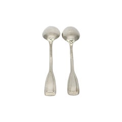 Set of 2 Tiffany & Co St Dunstan Sterling Silver Oval Soup Spoons w/mono #15590