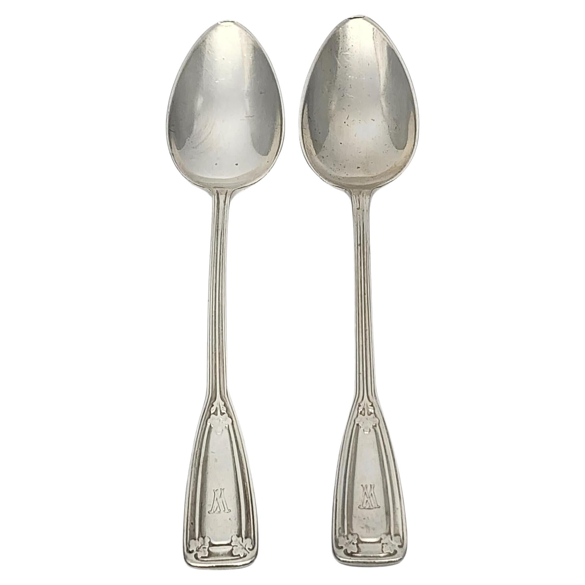 Set of 2 Tiffany & Co St Dunstan Sterling Silver Teaspoons w/mono 5 7/8" #15589 For Sale