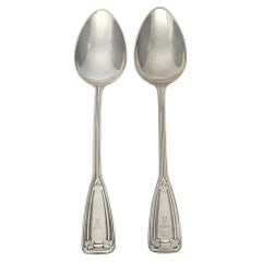 Vintage Set of 2 Tiffany & Co St Dunstan Sterling Silver Teaspoons w/mono 5 7/8" #15589