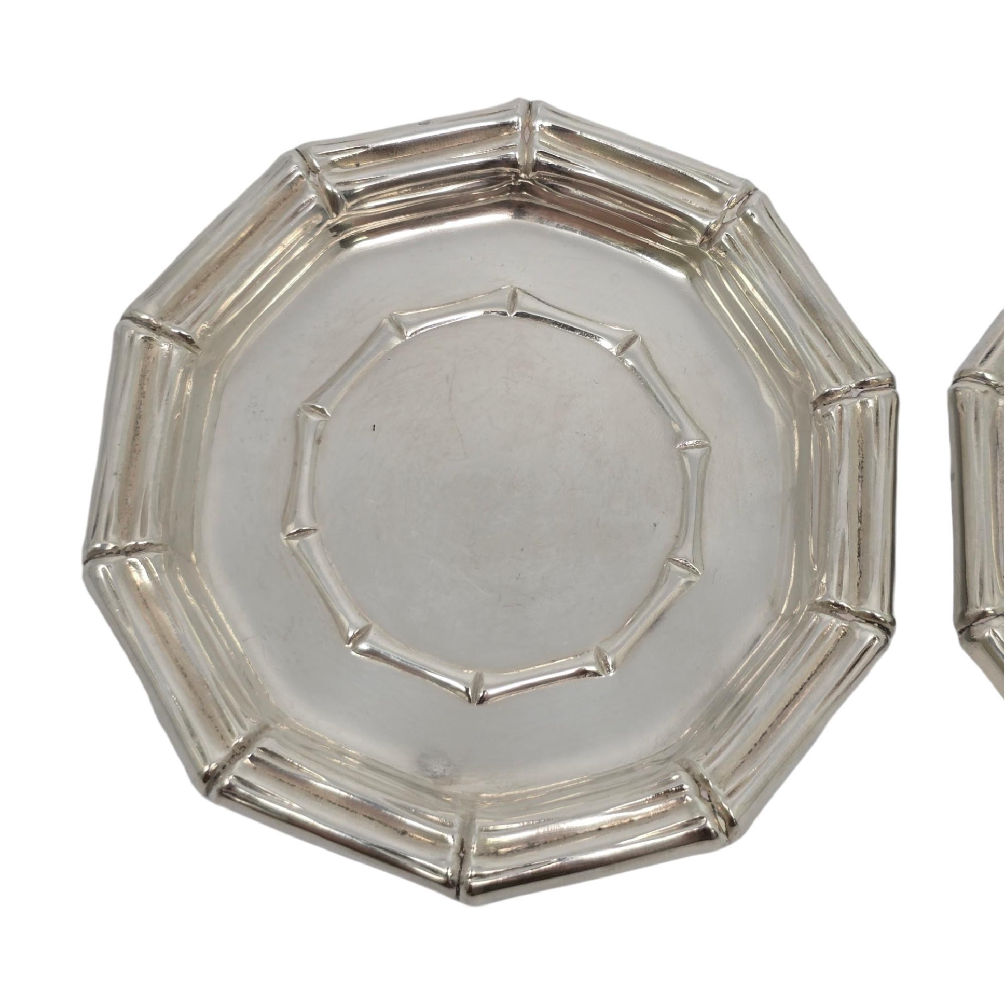 Women's or Men's Set of 2 Tiffany & Co Sterling Silver Bamboo Coasters #19621