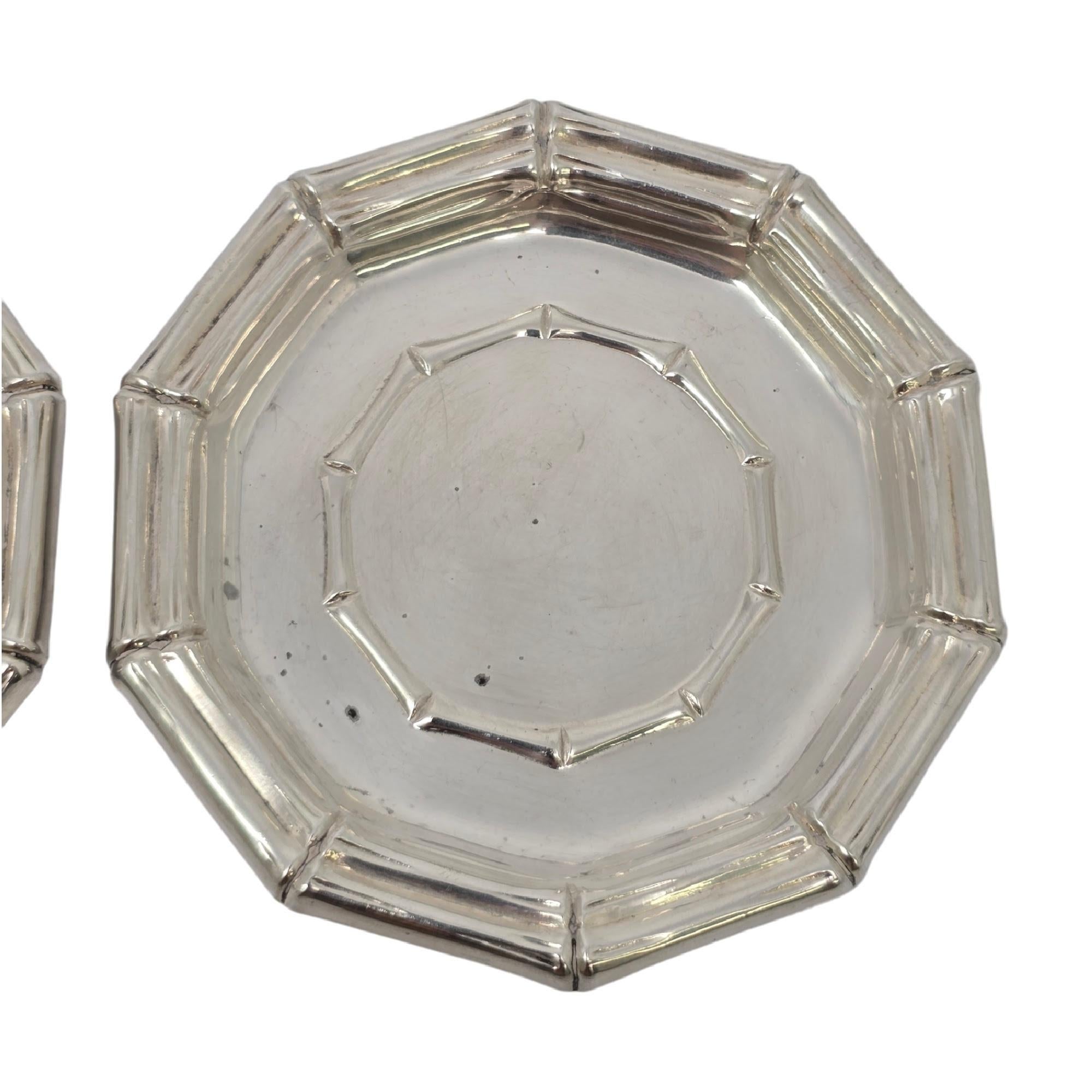Set of 2 Tiffany & Co Sterling Silver Bamboo Coasters #19621 1