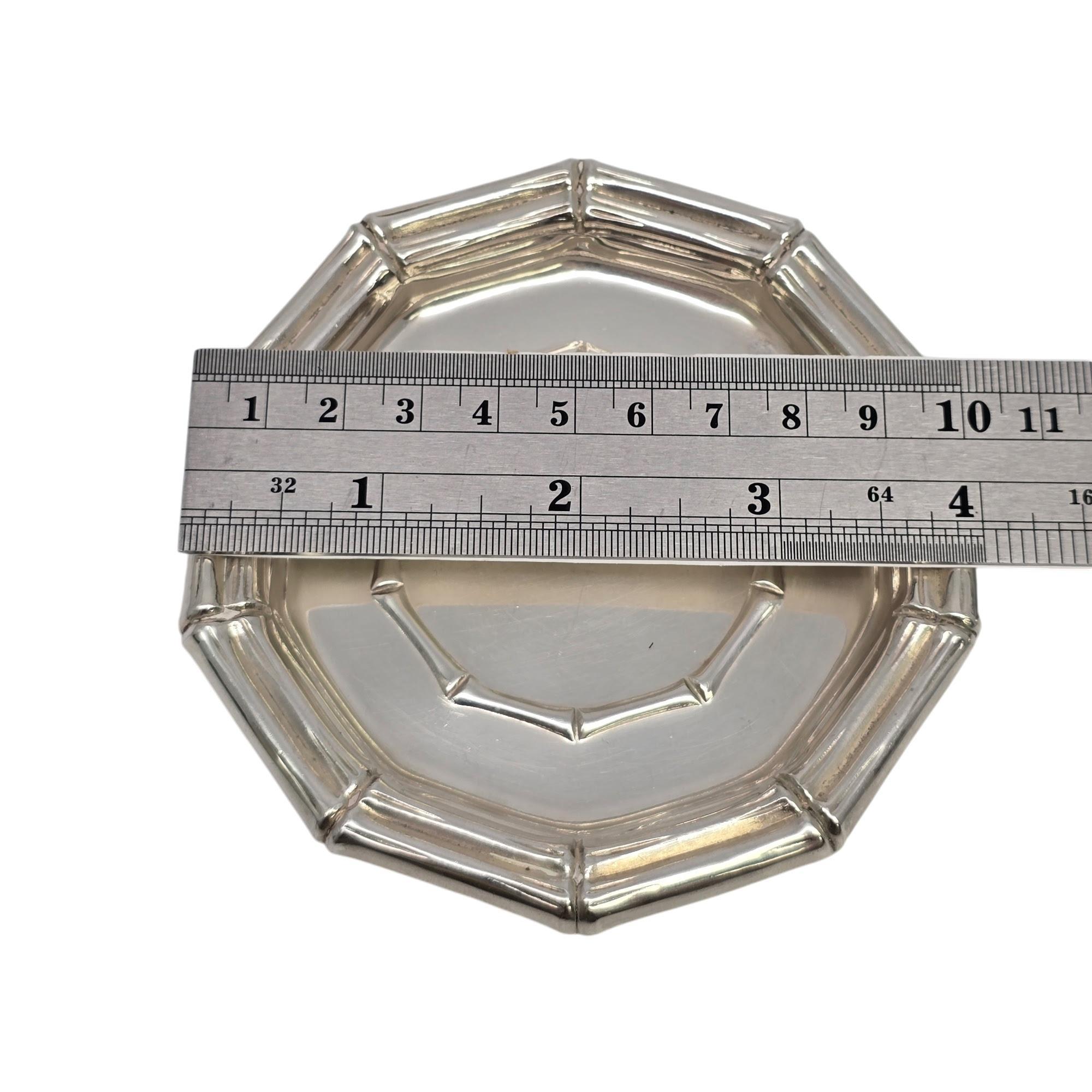 Set of 2 Tiffany & Co Sterling Silver Bamboo Coasters #19621 5