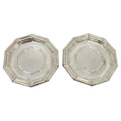 Set of 2 Tiffany & Co Sterling Silver Bamboo Coasters #19621