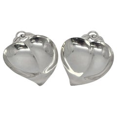 Set of 2 Tiffany & Co Sterling Silver Heart Apple Dishes/Bowls #19266