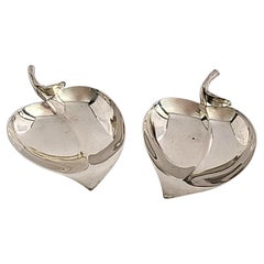 Set of 2 Tiffany & Co. Sterling Silver Heart / Apple Dishes