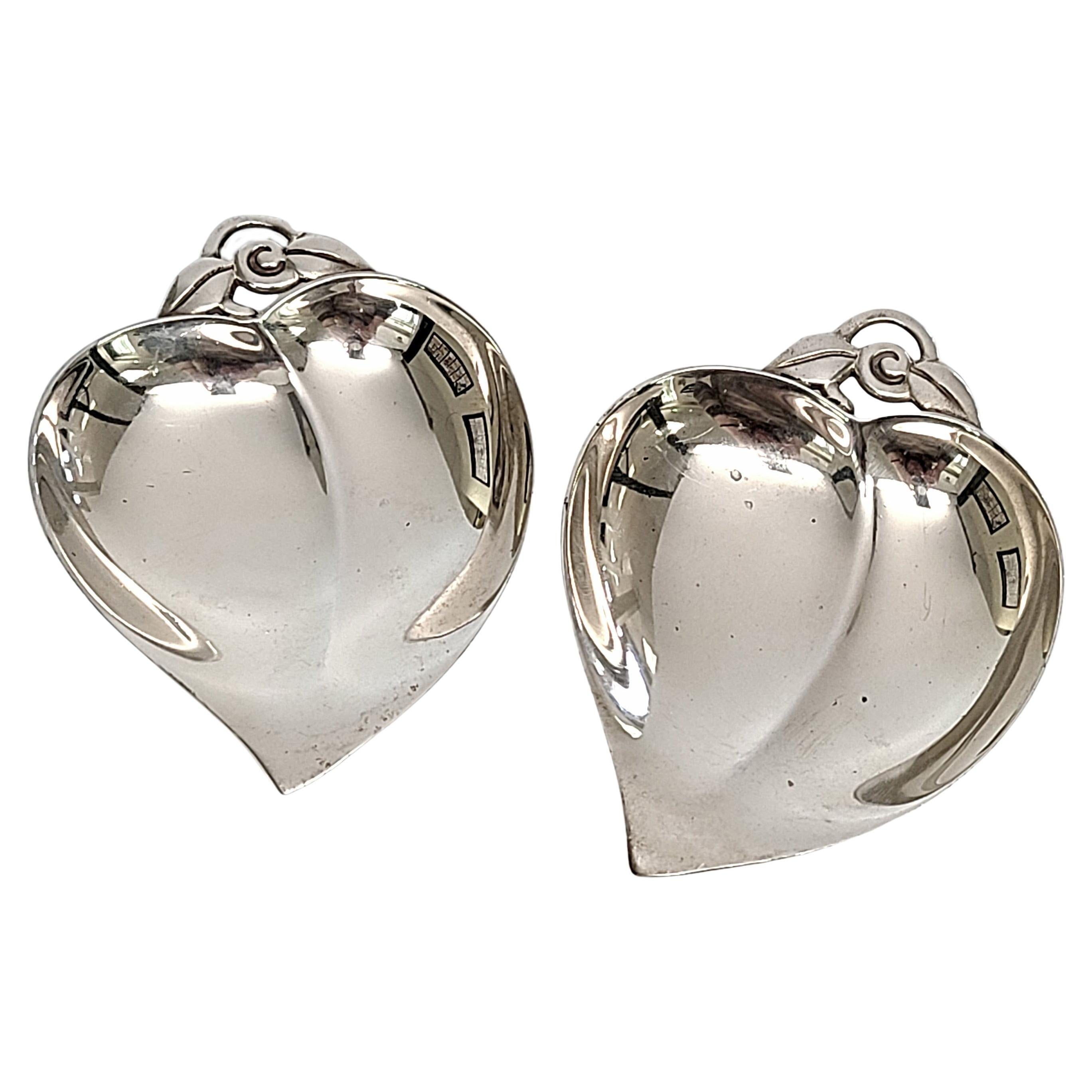 Set of 2 Tiffany & Co. Sterling Silver Heart/Apple Shaped Dishes