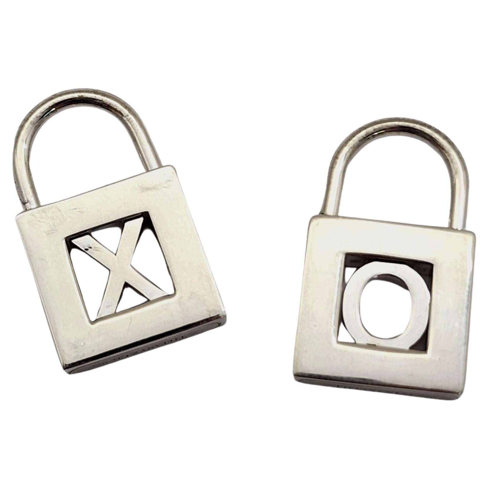 Set of 2 Tiffany & Co. Sterling Silver Letter Lock Charms X O Hugs and Kisses For Sale