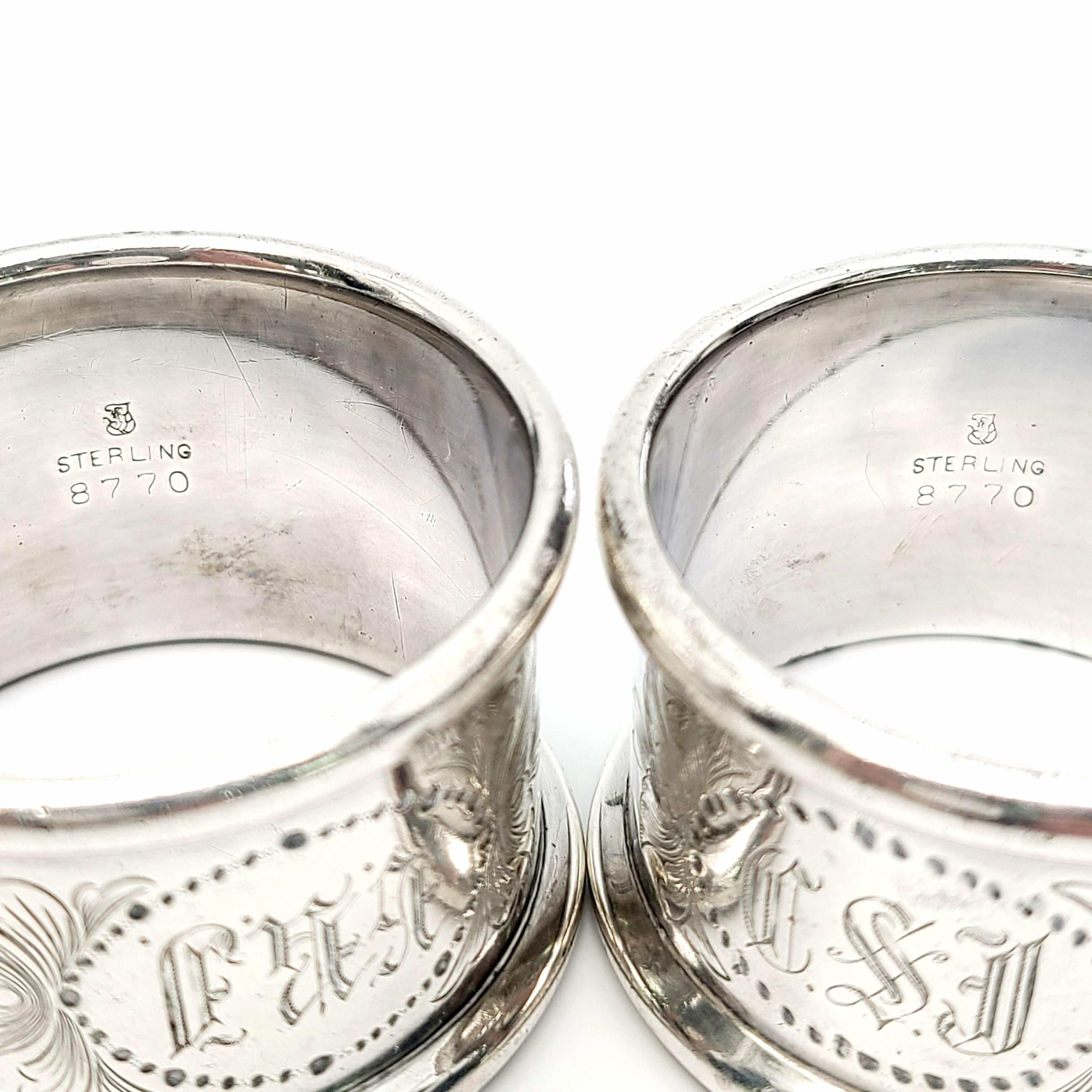 Set of 2 Towle Sterling Silver Napkin Rings 8770 For Sale 6