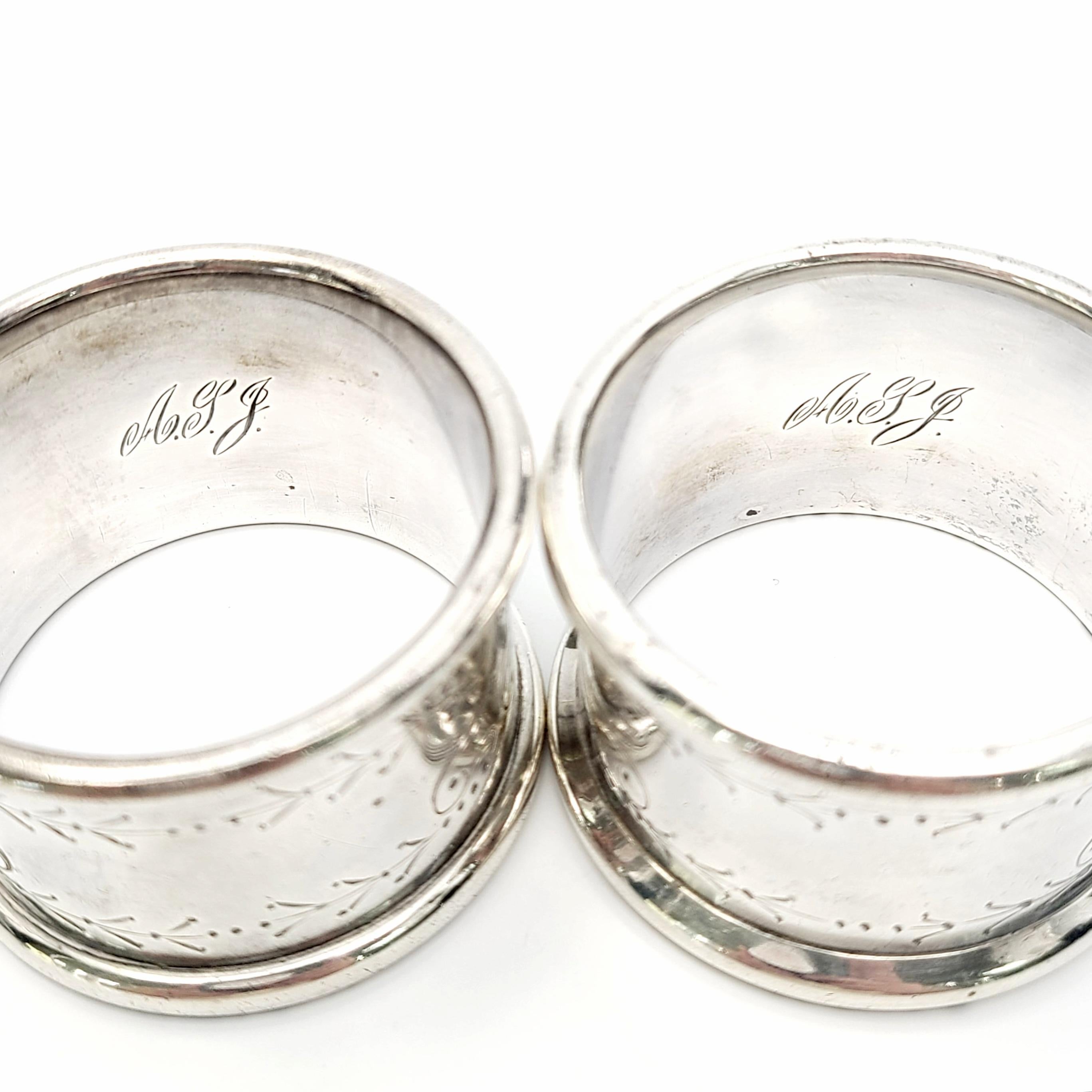 Set of 2 Towle Sterling Silver Napkin Rings 8770 For Sale 4
