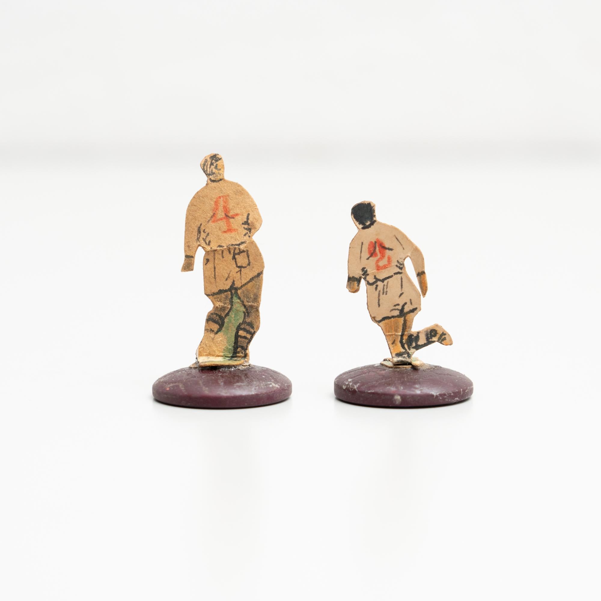 Mid-Century Modern Set of 2 Traditional Antique Button Soccer Game Figures, circa 1950 For Sale