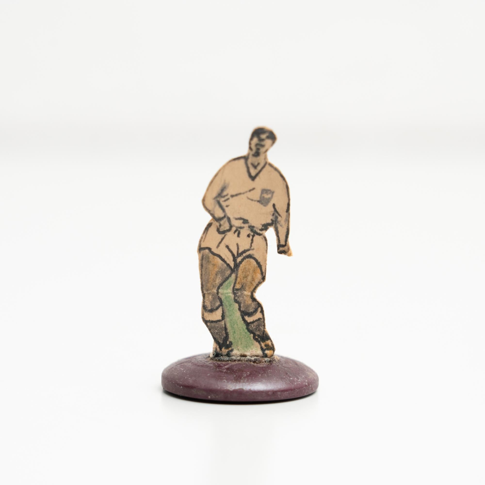 Paper Set of 2 Traditional Antique Button Soccer Game Figures, circa 1950 For Sale