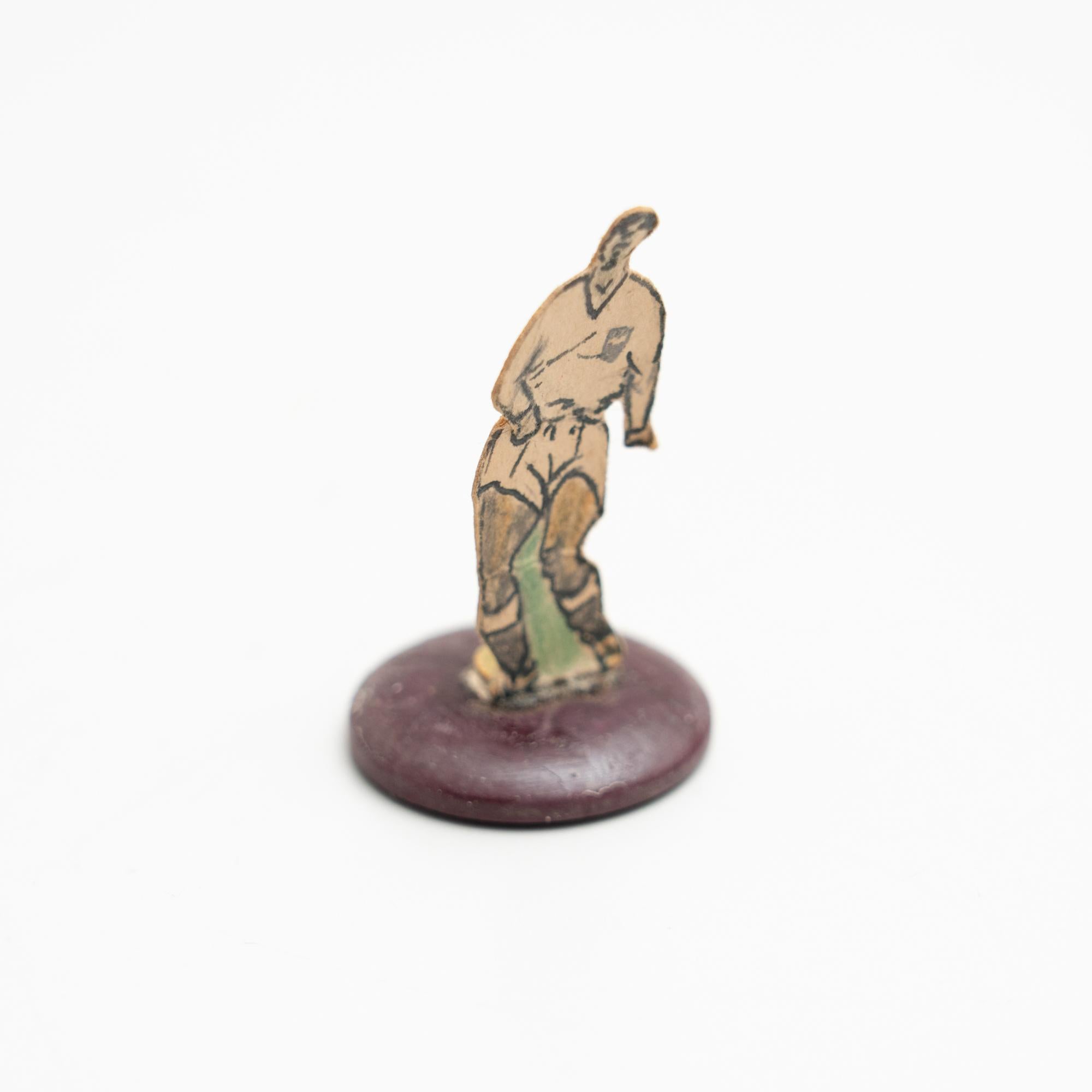 Set of 2 Traditional Antique Button Soccer Game Figures, circa 1950 For Sale 2