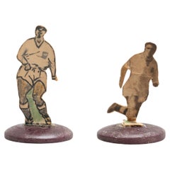 Set of 2 Traditional Retro Button Soccer Game Figures, circa 1950