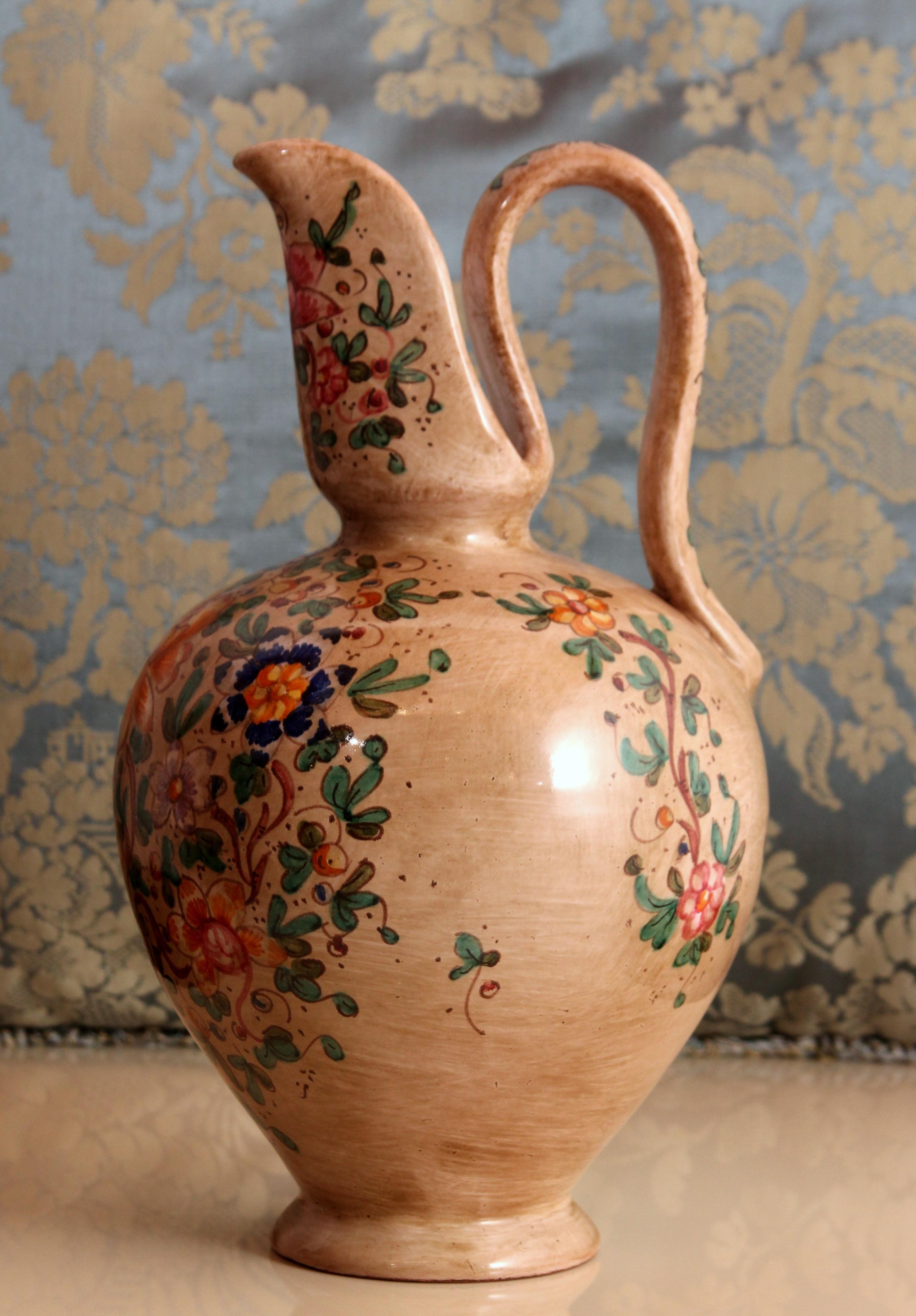 Ensemble de 2 pichets italiens traditionnels GUBBIO  Pichet à vin peint à la main en vente 13