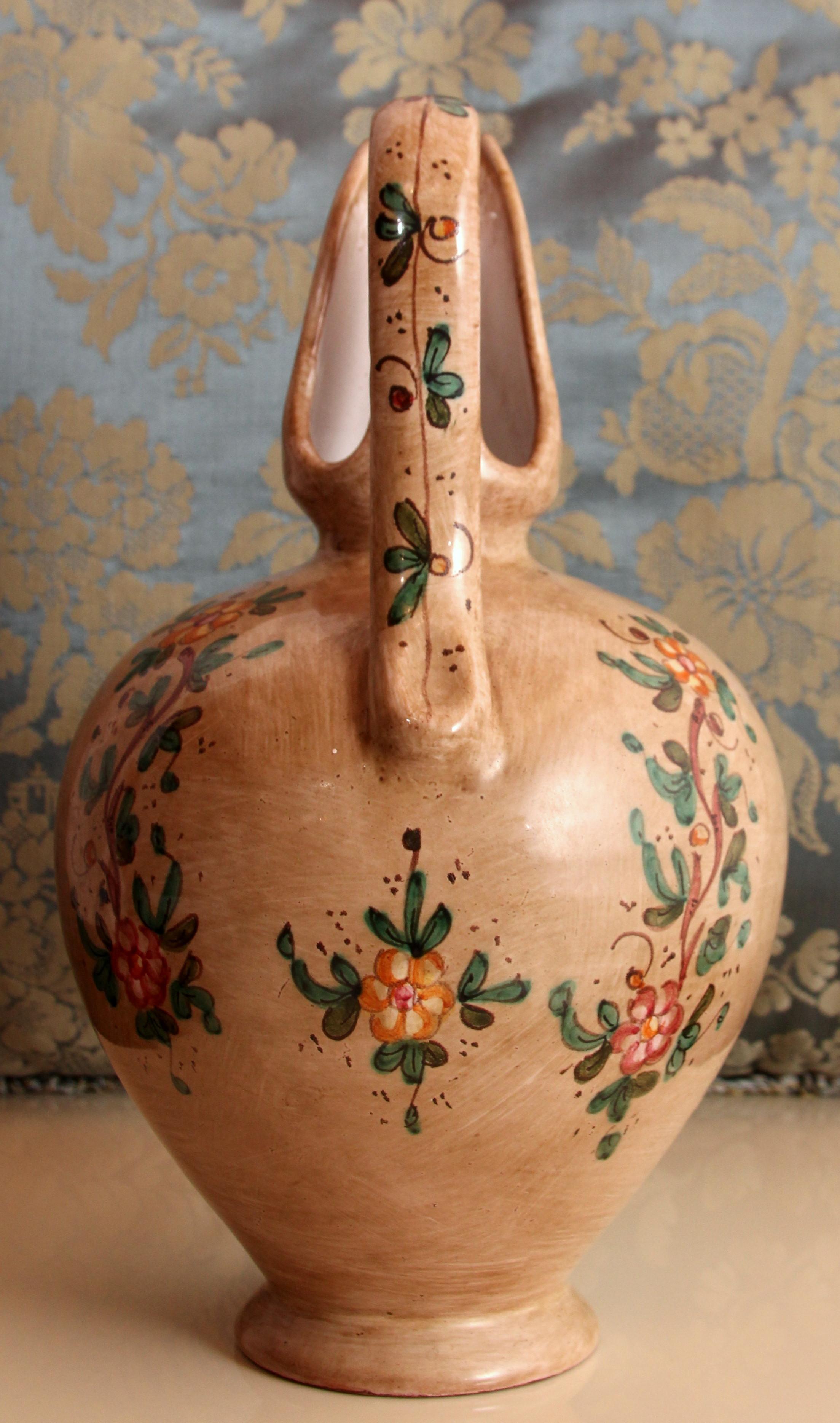 Majolique Ensemble de 2 pichets italiens traditionnels GUBBIO  Pichet à vin peint à la main en vente
