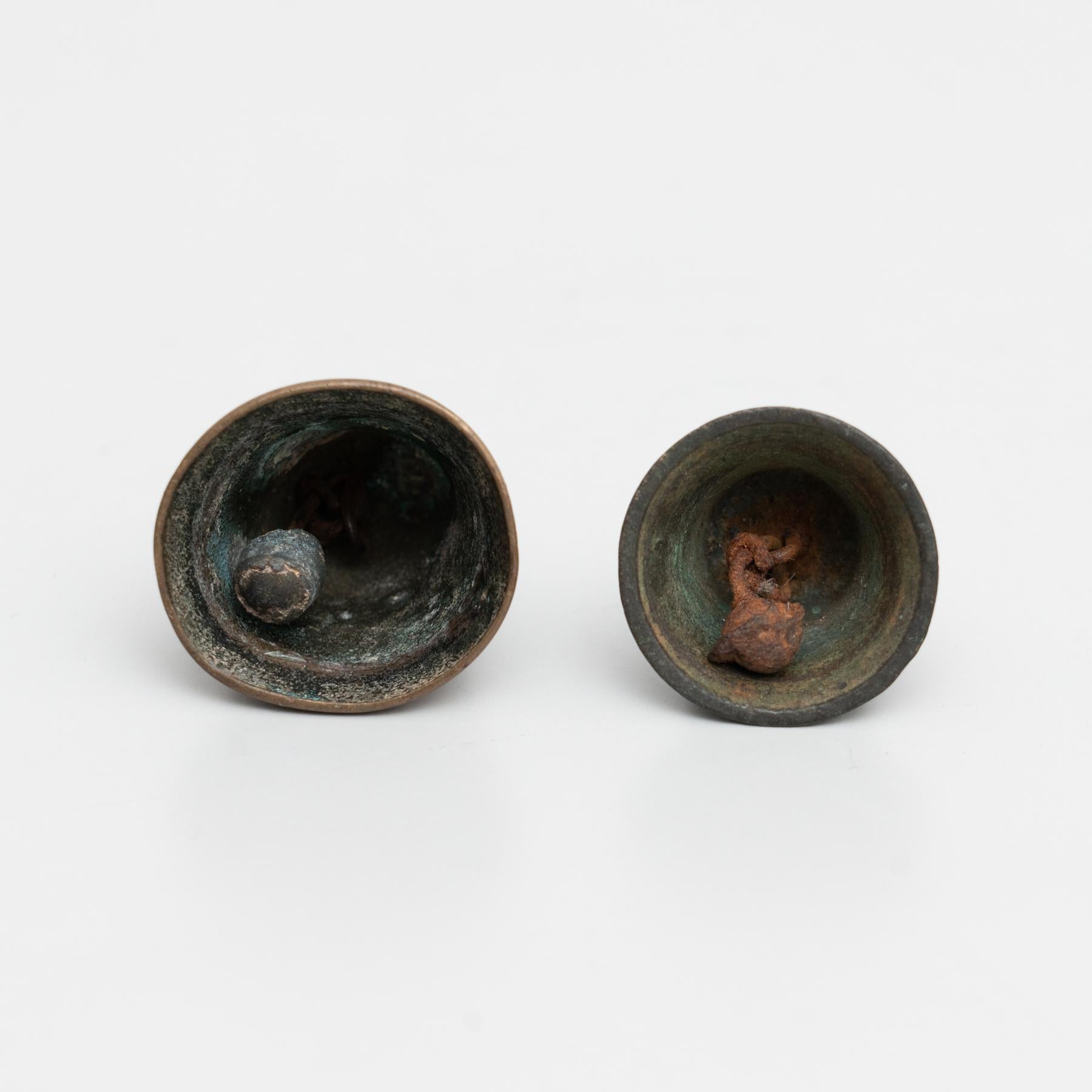 Set of 2 Traditional Spanish Rustic Bronze Bells, circa 1950 For Sale 1