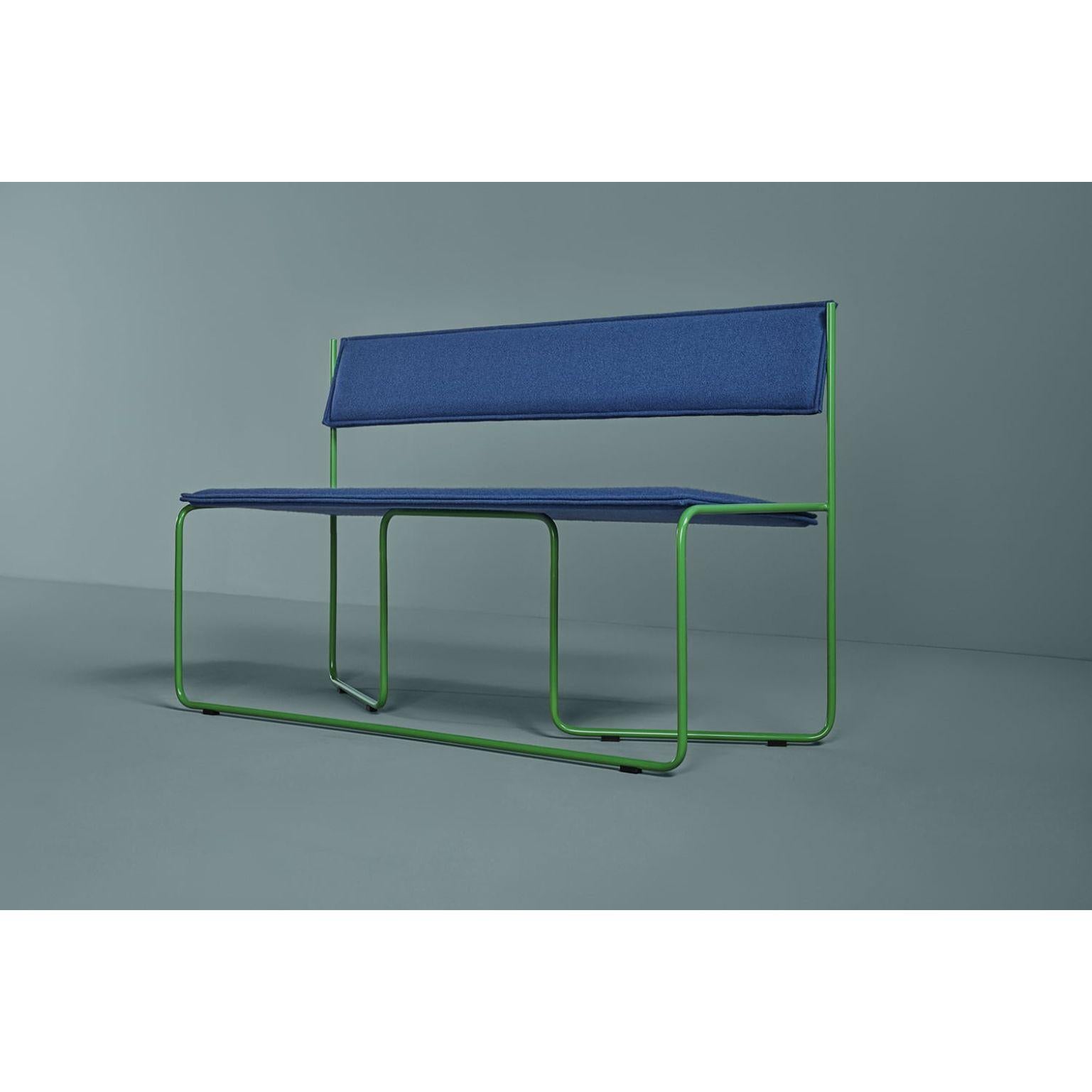 Post-Modern Set of 2 Trampolín Bench, Blue by Cuatro Cuatros