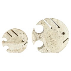 set of 2 Travertine Marble FISH Figures by Fratelli Mannelli, Italy, 1970s