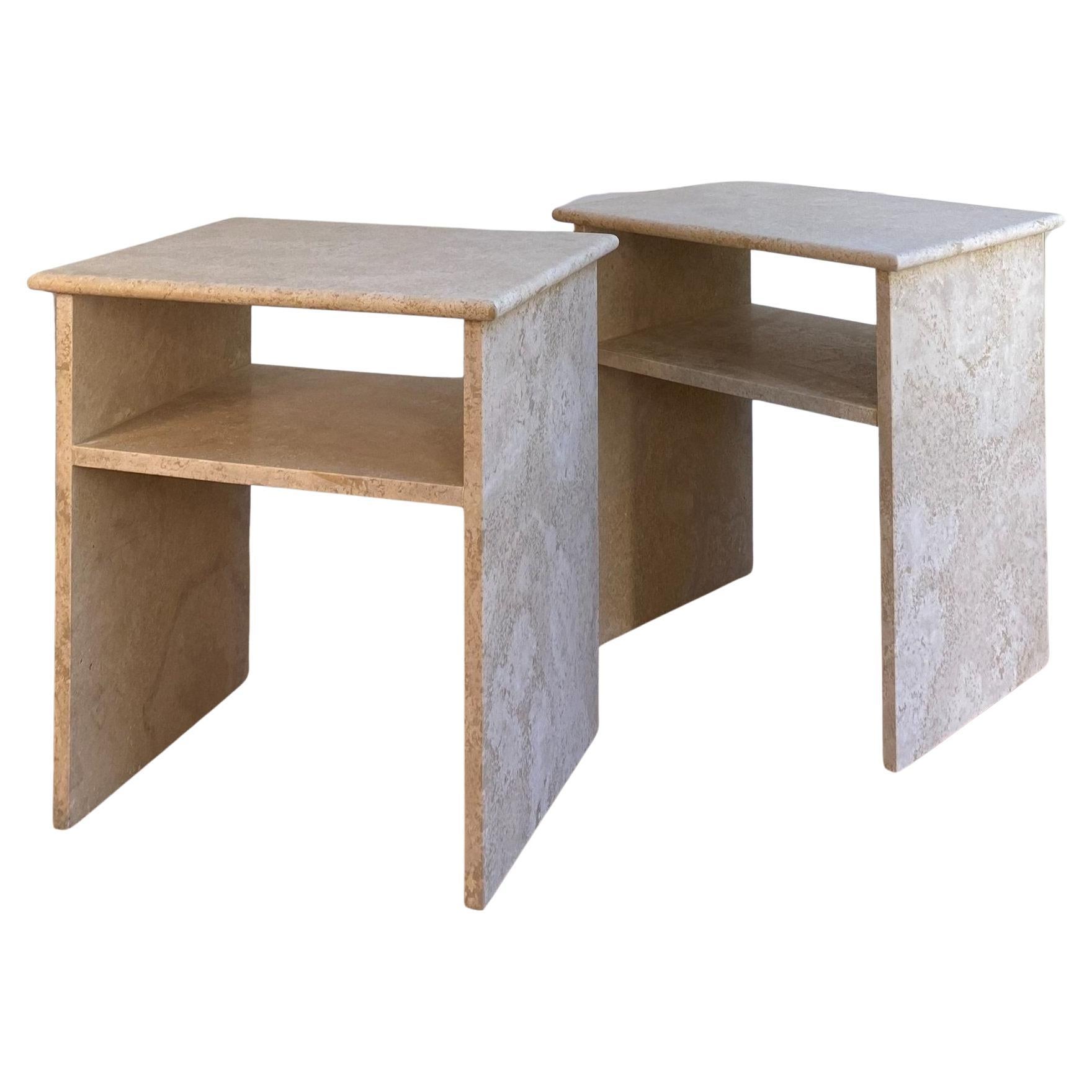 Set  Of 2 Travertino Al Verso Bedside Tables by ALMARMO For Sale