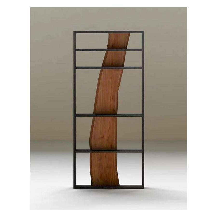 Modern Set of 2 Tree of Life, Natural Edge Acacia Wood Plank Library