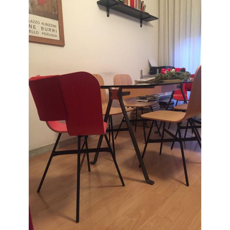 Set of 2, Tria Gold 4 Legs Chair, Natural Oak Seat by Colé Italia In New Condition For Sale In Geneve, CH