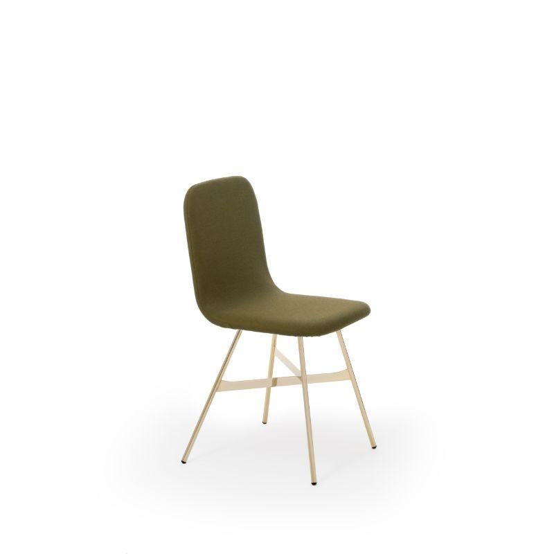 Set of 2, Tria gold upholstered, Pine by Colé Italia with Lorenz & Kaz
Dimensions: H 82.5, D 52, W 58 cm
Materials: plywood chair; golden metal legs, upholstered fabric C

Also available: tria; 3 legs, with cushion, black, gold, simple, stool,