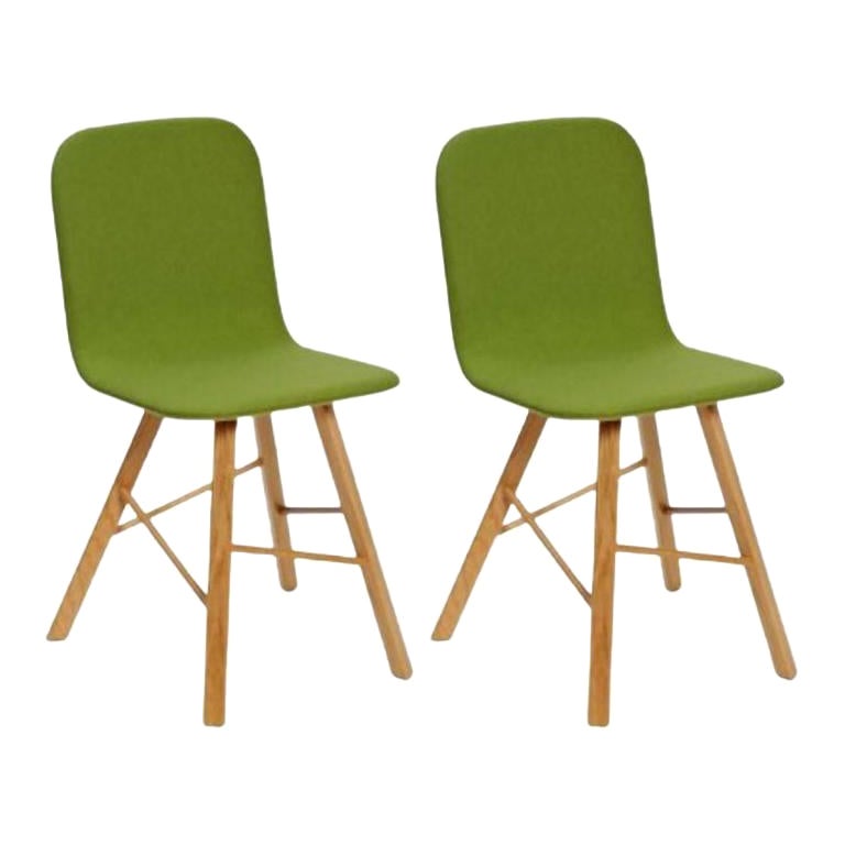 Ensemble de 2 chaises simples Tria rembourrées, vert acide par Colé Italia