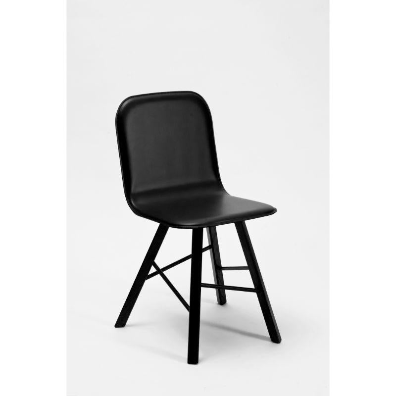 Set of 2, Tria simple chair upholstered, black leather and oak legs by Colé Italia with Lorenz & Kaz
Dimensions: H 82.5, D 52, W 58 cm
Materials: Plywood Chair; 4 Legs Solid Oak Base, Leather Cat P

Also available: Tria; 3 Legs, with cussion,