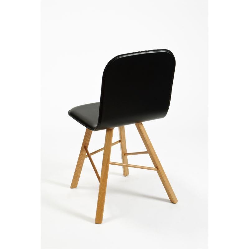 Other Set of 2, Tria Simple Chair Upholstered, Black Leather, Oak Legs by Colé Italia For Sale