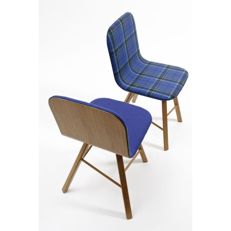 Set of 2, Tria Simple Chair Upholstered in Blue Felter, Oak by Colé Italia For Sale 2