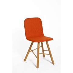 Lot de 2, chaise simple Tria rembourrée, tissu orange et chêne par Colé Italia
