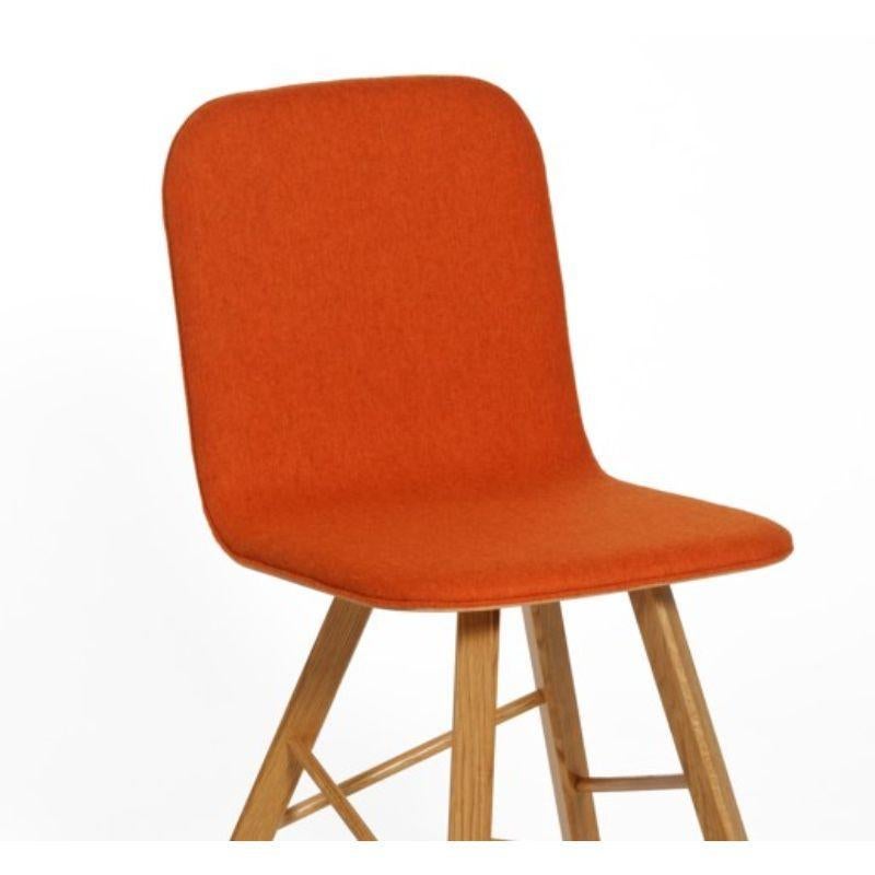 Italian Set of 2, Tria Simple Chair Upholstered, Orange Fabric & Oak by Colé Italia For Sale