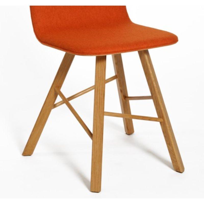 Other Set of 2, Tria Simple Chair Upholstered, Orange Fabric & Oak by Colé Italia For Sale