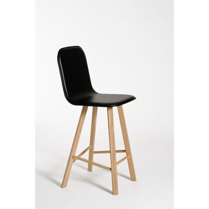 Modern Set of 2, Tria Stool, High Back, Black Leather by Colé Italia For Sale