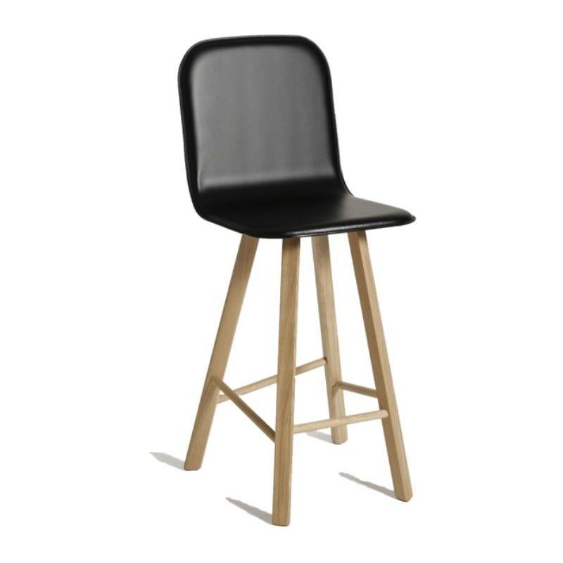 Set of 2, Tria Stool, High Back, Black Leather by Colé Italia In New Condition For Sale In Geneve, CH